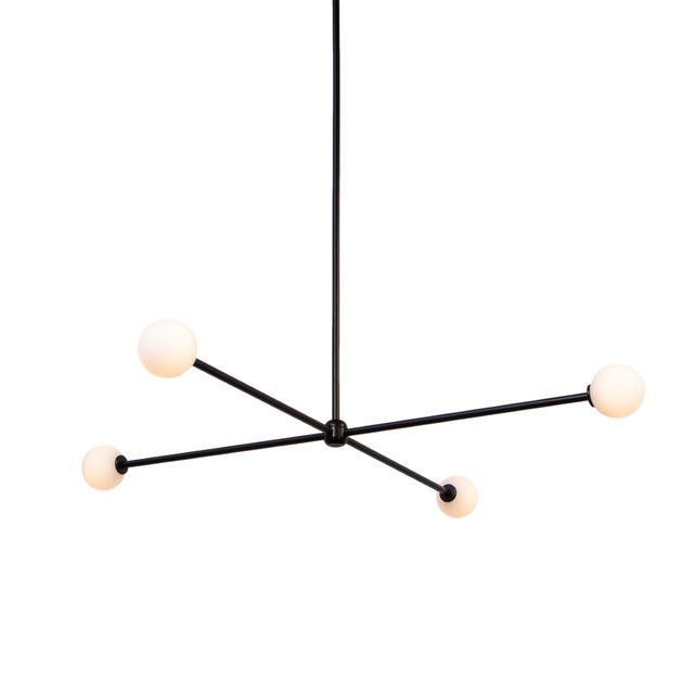 Not Yet Made - Made To Order Globe Chandelier 4, Black, 20.5in H, 3 Inch Glass Globes, by Research.Lighting, Modern, Minimal Hanging Light For Sale - Image 5 of 11