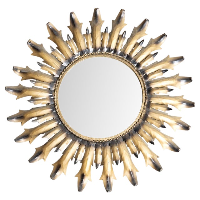 Mid-Century Modern Sunburst Mirror Brass, 1960s For Sale