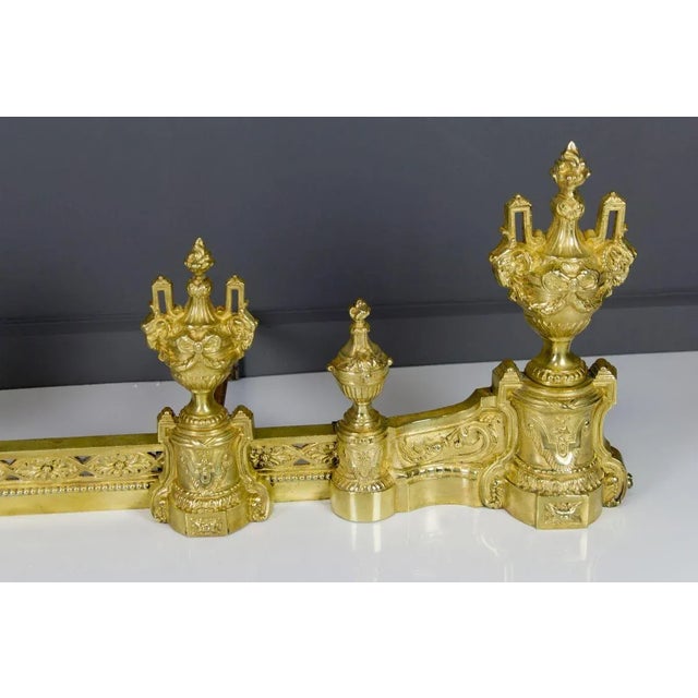 Louis XVI Style Bronze Fireplace Set from Charles Casier, Set of 5 For Sale - Image 17 of 18