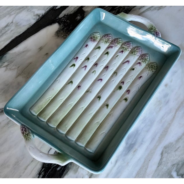Early 21st Century Made in Italy Vintage Asparagus Plate With Handles For Sale - Image 5 of 17