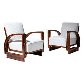 Pair of Art Deco Walnut Armchairs, 1920s For Sale