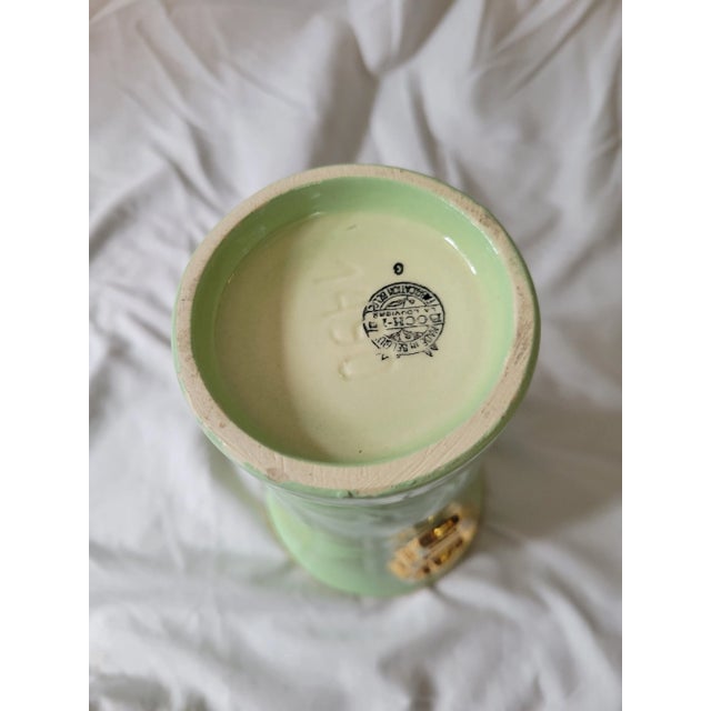 1950s Mid-Century Boch Freres Gilded Mint Green Vase For Sale - Image 11 of 11