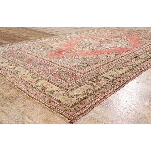 Red Vintage Turkish Oushak Rug, 07'03 X 12'06 For Sale - Image 8 of 10