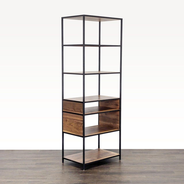 Modern Crate & Barrel Knox Modern 5-Tier Industrial Bookshelf With Metal Frame and Wood Shelves For Sale - Image 3 of 6
