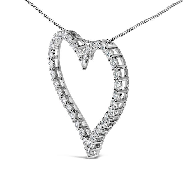 Haus of Brilliance 14K White Gold 3.0 Cttw Lab Grown Diamond Open Heart Pendant Necklace For Sale - Image 4 of 4