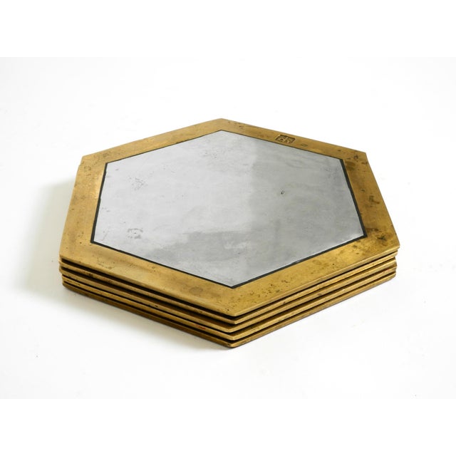 Brutalist Aluminum and Brass Coasters by David Marshall, 1970s, Set of 5 For Sale - Image 4 of 18
