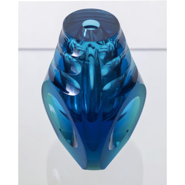 Modern Vintage Czechoslovakian Hand-Cut Vase, 1970s For Sale - Image 3 of 6