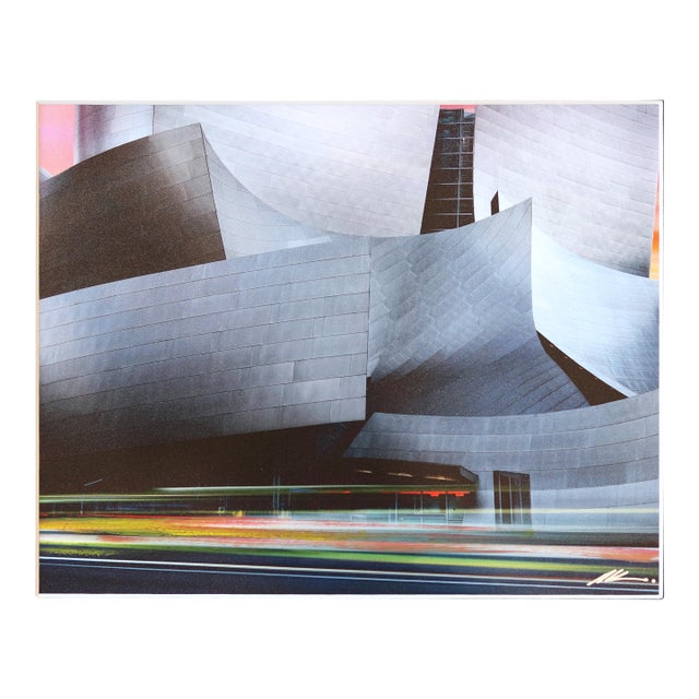 Walt Disney Concert Hall - Original Los Angeles Landmark Acrylic on Photograph by Pete Kasprzak For Sale