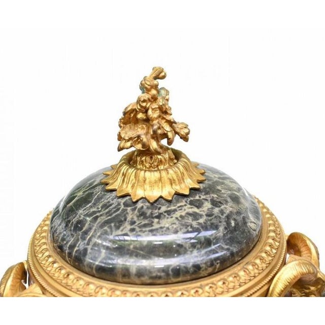 Marble Vases with Gilt Rams Heads, 1880, Set of 2 For Sale - Image 3 of 9