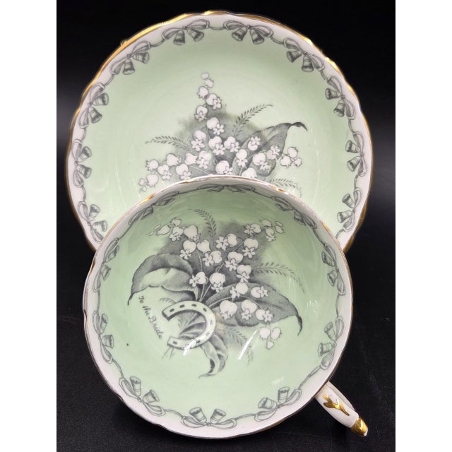 Vintage 1939-1949 'Double Warrant' Paragon 'To the Bride' Teacup and Saucer by Appointment Hm Queen Elizabeth and Hm Queen Mary For Sale - Image 17 of 18