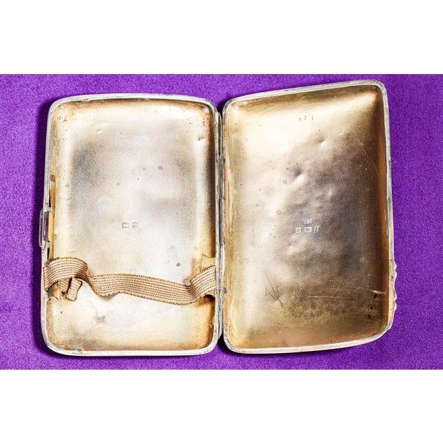Large Antique Sterling Silver Armorial Coat of Arms Boar Latin Motto Crest Cigar Card Case Holder Wallet Tobacciana For Sale - Image 10 of 17