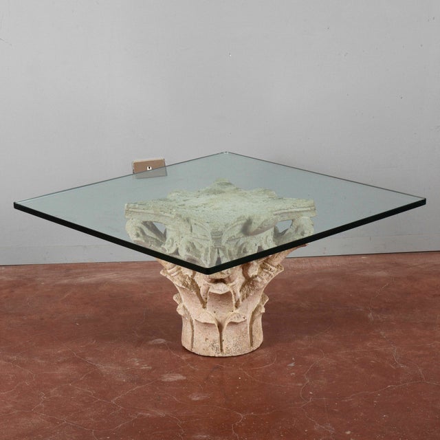 White Stone Capital Coffee Table with Large Thick Glass Top For Sale - Image 14 of 18