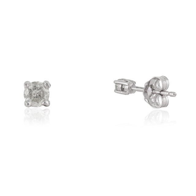 Contemporary 0.12 Ct Genuine Diamond Classic Prong Set Solitaire Stud Earrings G Color Si1 Clarity - A Pair For Sale - Image 3 of 12