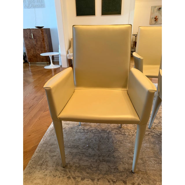 Design Within Reach Bottega Leather Dining Room Armchair by Frag - Set of 4 For Sale - Image 9 of 12