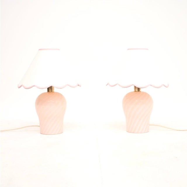 Pink Vintage Italian Murano Glass Table Lamps from Da Vinci, 1980s, Set of 2 For Sale - Image 8 of 8