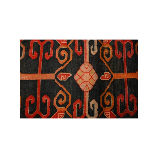 Rug & Kilim 1950s Vintage Dhurrie Flat Weave in Black With Red Geometric Patterns by Rug & Kilim For Sale - Image 4 of 7