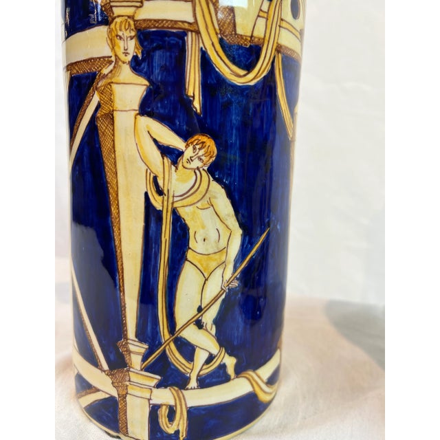 Classical Italian Cylinder Style Vases - a Pair For Sale - Image 9 of 12