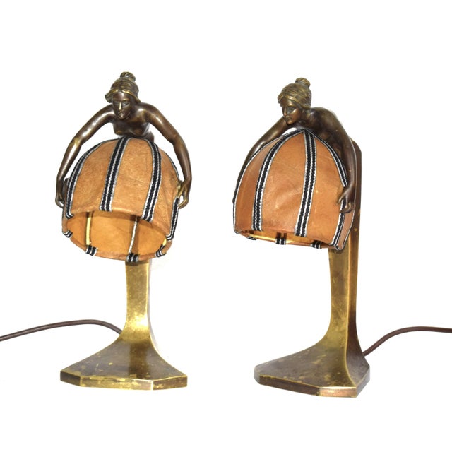 Pair of table lamps, patinated bronze, signed Prof. Rudolf Marschall. Each with an E14 socket. Rudolf Marschall (born...