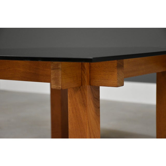 1960s Refinished Teak and Glass Square Coffee Table For Sale - Image 4 of 9
