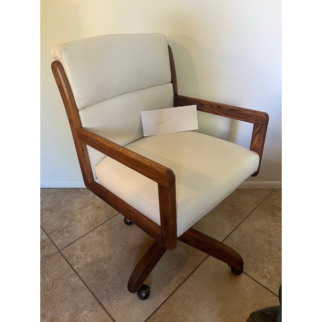 Mid Century Modern Oak Executive Office Swivel Chair For Sale - Image 9 of 9