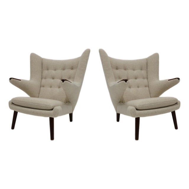 Mid-20th Century Pair of AP19 Chairs Attributed to Hans J. Wegner in Holly Hunt Alpaca Upholstery For Sale