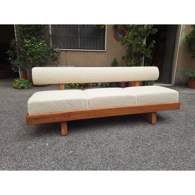 Sofa in Light Wood and White Teddy Bear Bouclé Fabric, 1990s For Sale - Image 18 of 18