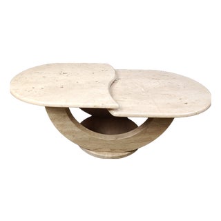 Vintage Two-Tier Travertine Coffee Table, 1970s For Sale