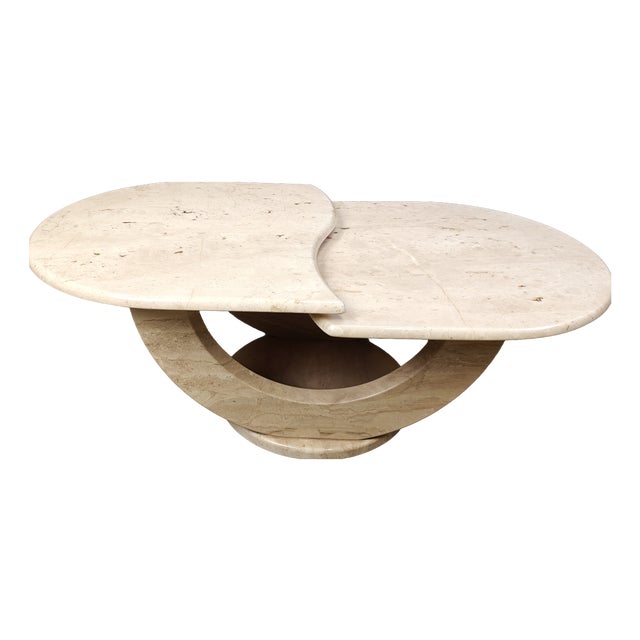 Vintage Two-Tier Travertine Coffee Table, 1970s For Sale
