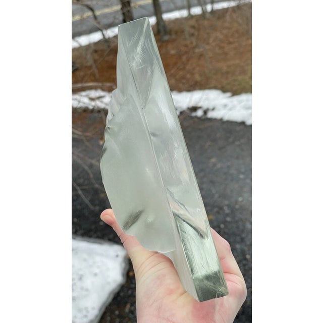 Deco - Mid Century Vintage Frosted Art Glass Madonna Statuette Crystal Plaque For Sale - Image 6 of 17