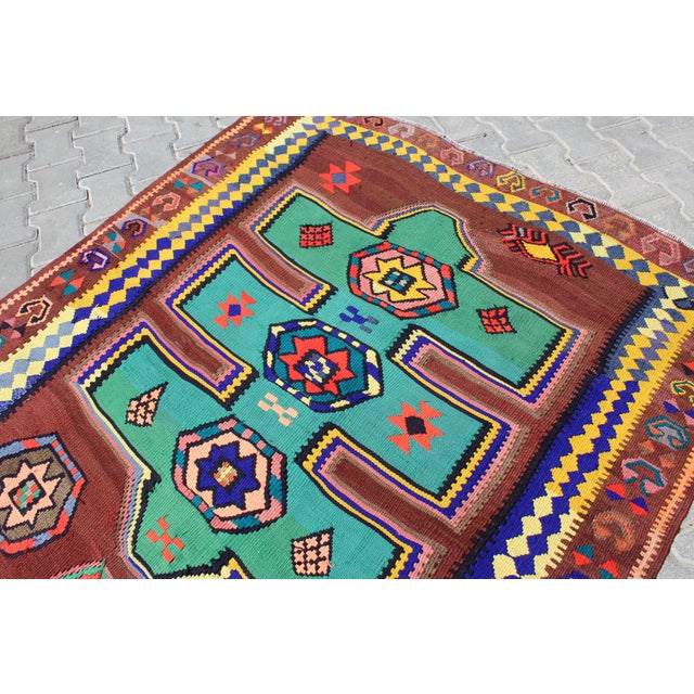 Vintage Turkish Anatolian Kilim Rug - 58"x126" For Sale - Image 9 of 12