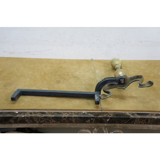Antique Brass Cast Iron Colonial Federal Fireplace Hearthware Andiron Fire Dogs For Sale - Image 14 of 18