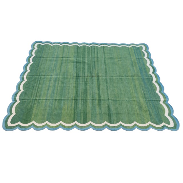 Cotton Scalloped Edge Reversible Rug. Scalloping runs all four sides. 9'x12' (Nine Scallops on 9' Side and 12 scallops on...