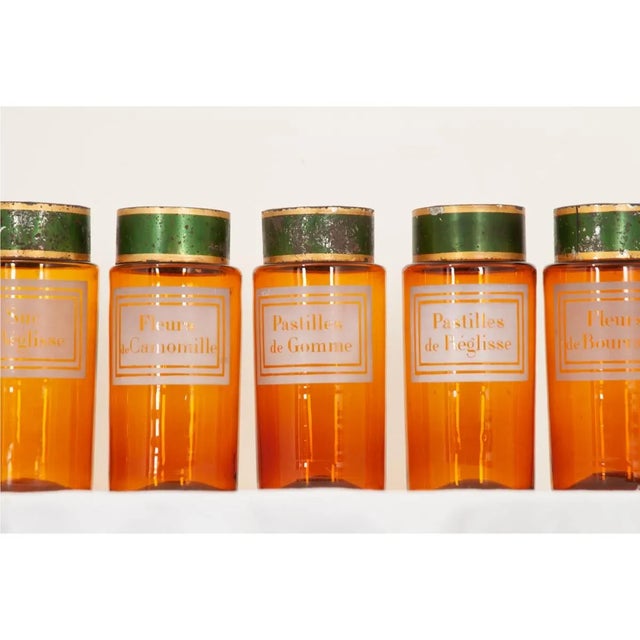 Orange French Amber Glass Apothecary Storage Jars - Set of 6 For Sale - Image 8 of 13