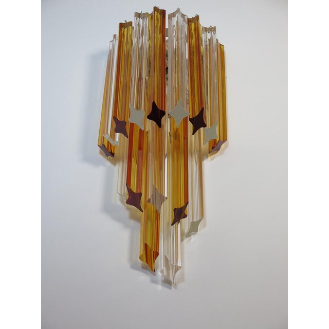 Vintage Murano Wall Sconce with Quadriedri Amber and Trasparent Prism, 1990, Set of 2 For Sale - Image 10 of 13