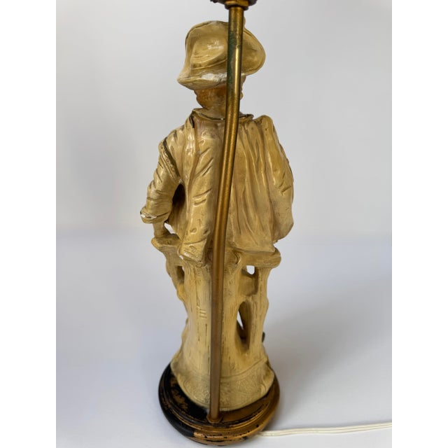 Rococo Vintage Claridge Shops Chalkware Gentleman Figural Table Lamp For Sale - Image 3 of 18