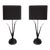 Pair of Mid-Century Black Painted Steel "Amaryllis Leaf" Table Lamps For Sale