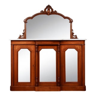 English Style Napoleon III Walnut Sideboard with Projecting Front For Sale
