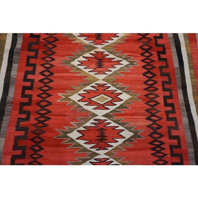 19th Century Splendid Red Color and Delicate Geometric Desing Antique Navajo Rug For Sale - Image 5 of 7