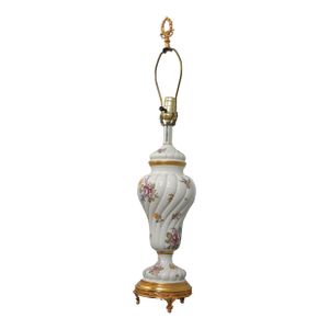 Franklin Mint French Style Gilt Brass Base Porcelain Lamp