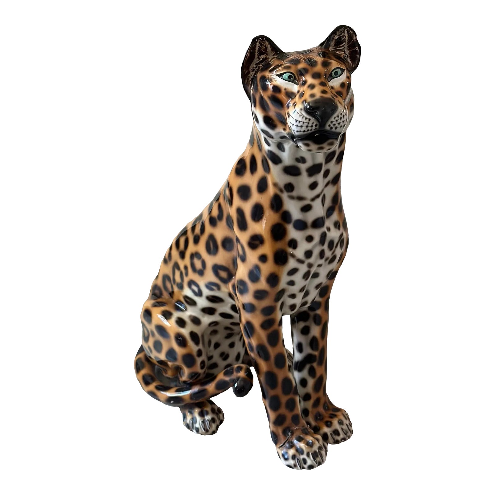小物 Vintage Decadent leopard muffler LARGE 24” Leather Wrapped Vintage Leopard Statue-Mid Century