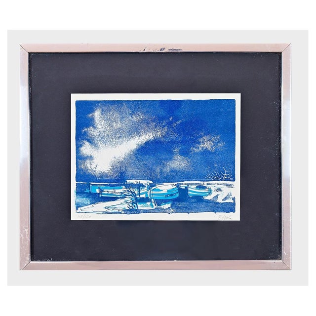 Giancarlo Isola, Marine, Woodcut Print, 1970s For Sale