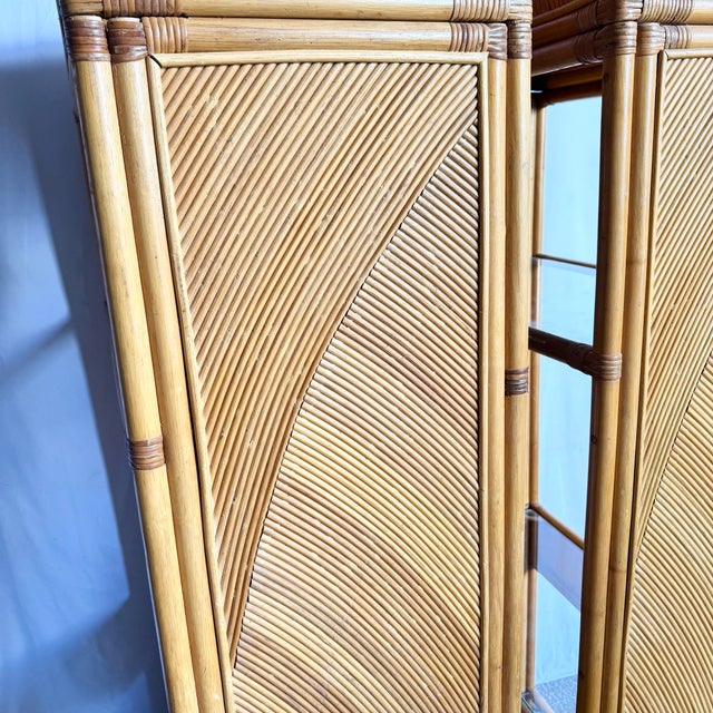 Late 20th Century Boho Chic Wavy Pencil Reed Etageres - A Pair For Sale - Image 10 of 12