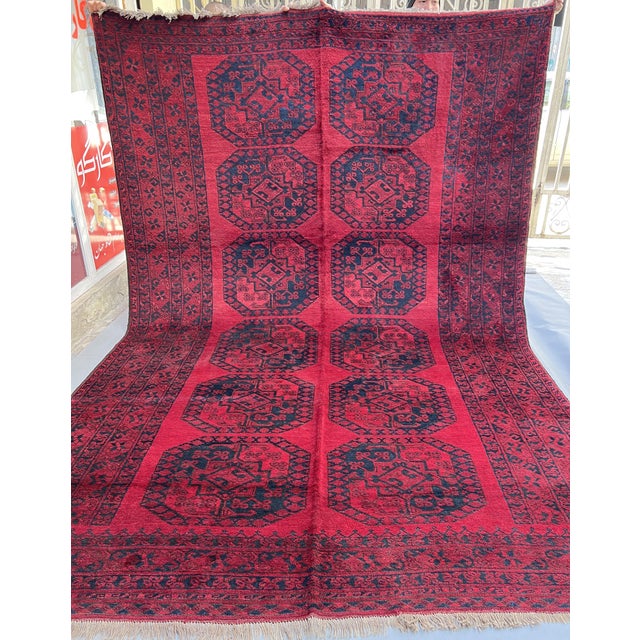 Textile Vintage Afghan Turkmen Ersari Elephant Foot Rug - 10'7" X 7'3" For Sale - Image 7 of 13