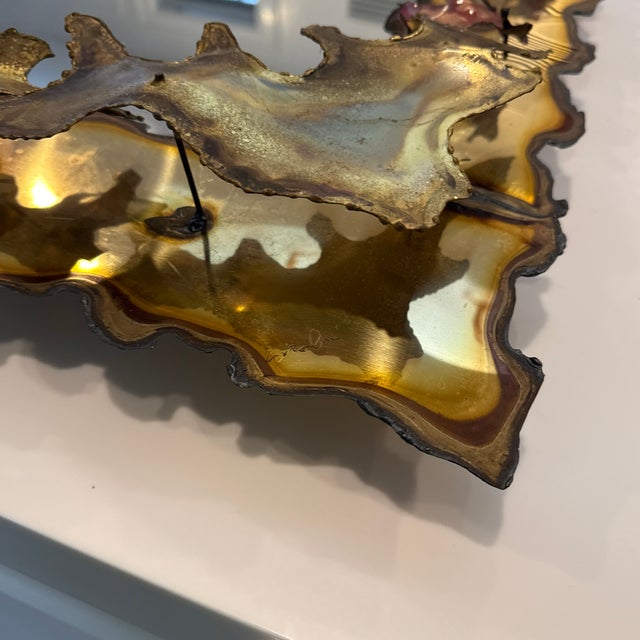 1960s Vintage Brutalist Style Metal Mirror Attributed to Silas Seandel For Sale - Image 5 of 10