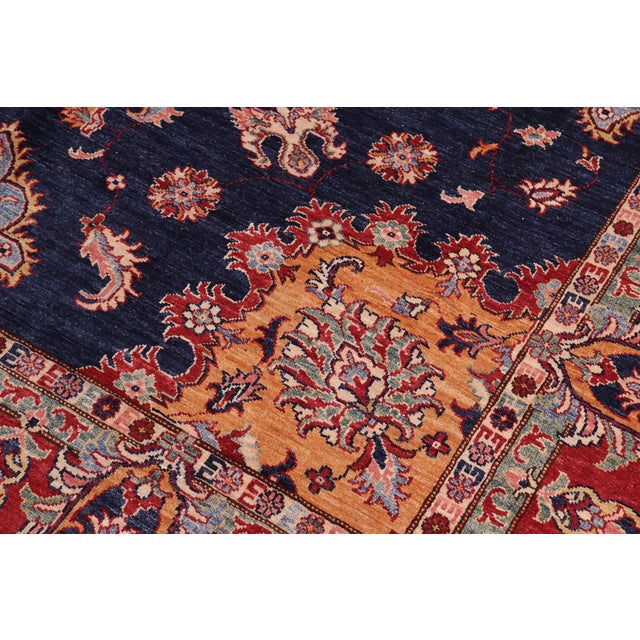 Boho Chic Super Kazak Blue/Red Wool Rug - 8'9'' X 12'4'' For Sale - Image 4 of 10