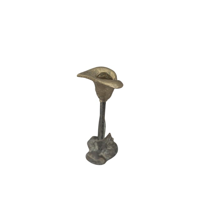 Vintage Brass Lily Flower Candle Holder For Sale - Image 11 of 18