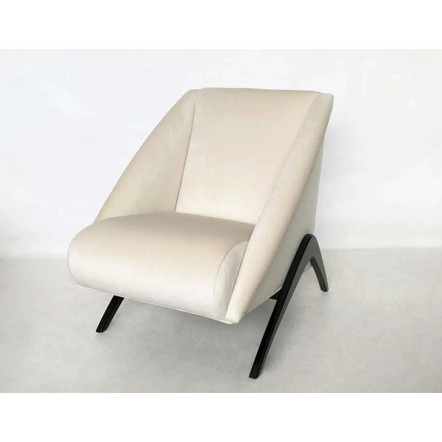 Mid-Century Modern Italian Gio Ponti Style Geometric Club or Lounge Chairs - a Pair For Sale - Image 3 of 9