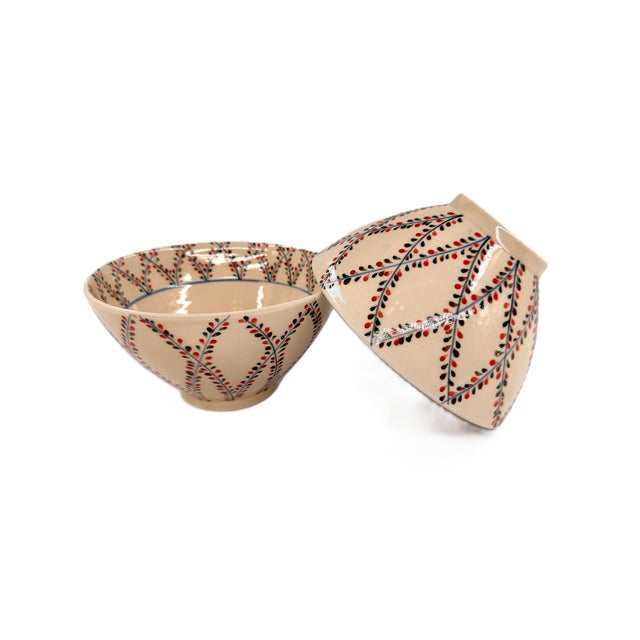 beautiful set of two generously sized Bat Trang ceramic bowls, handcrafted in Vietnam and perfectly proportioned for pho,...