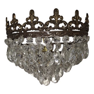 Vintage Wall Lamp with Brass Frame and Glass Pendants, 1970s For Sale