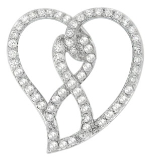 14K White Gold 1.0 Cttw White Diamond Awareness Ribbon & Open Heart 18" Pendant Necklace (H-I Color, I1-I2 Clarity) - White Diamond Ribbon